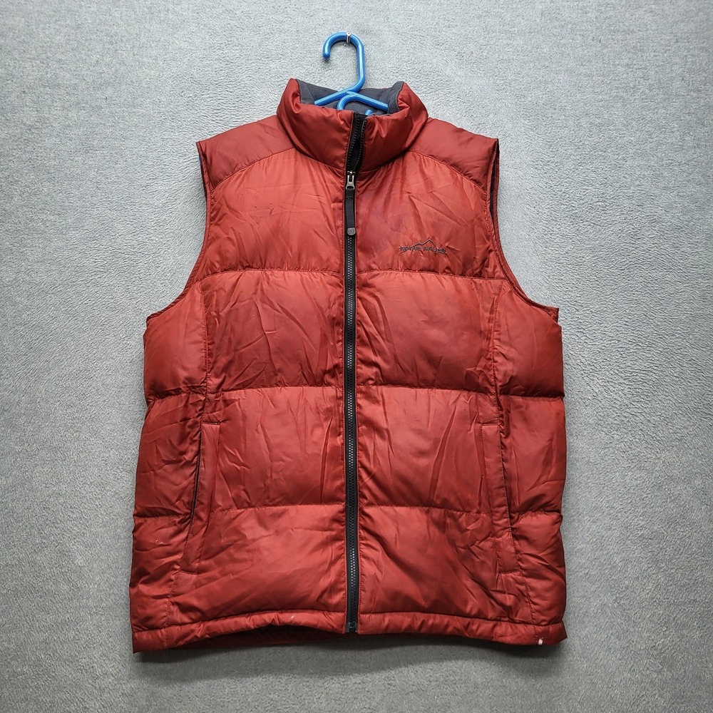 Eddie Bauer Men Vest M‎ Red Logo Embroidery Puffer Goose Down Y2K